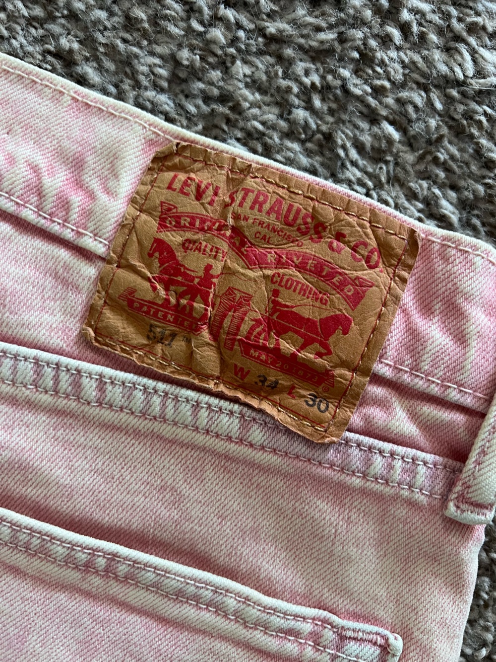 NWOT Mens Levi's 511 Pink Straight-Leg Jeans - Picture 6 of 7